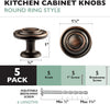 Ilyapa Oil Rubbed Bronze Kitchen Cabinet Knobs - 5 Pack of Round Ringed Hardware
