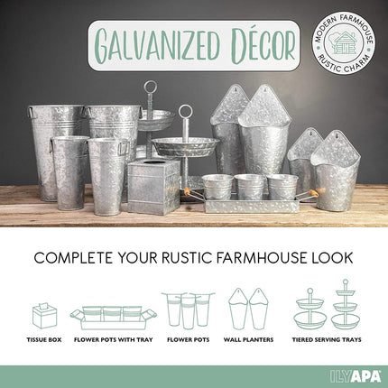 Galvanized Two Tier Serving Stand - 2 Tiered Metal Tray Platter for Cake, Dessert, Shrimp, Appetizers & More