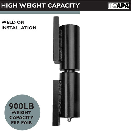 Ilyapa Heavy Duty Barrel Hinges, 2 Pack - 7 Inch Black Cold Rolled Steel Weld On Hinges for Trailer Gate or Ramp