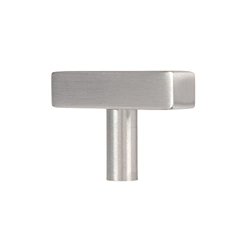 Satin Nickel Kitchen Cabinet Knobs, 25 Pack - Square T-Knob Drawer Pull Handle