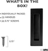 Flush Pull Handle 2 Pack, Black Stainless Steel, Concealed Screws - Barn Door Handles for Sliding Closet, Cabinet or Pocket Doors