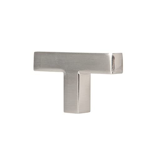 Satin Nickel Kitchen Cabinet Knobs, 25 Pack - Modern Square T-Knob Pull Handle