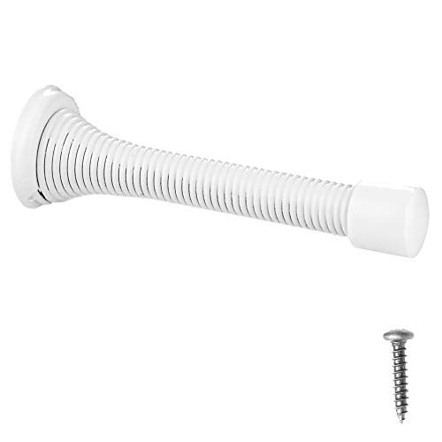 10 Pack of Spring Door Stops White - 3 1/4 Inch Heavy Duty Door Stop - Traditional Spring Door Stop with Rubber Bumper
