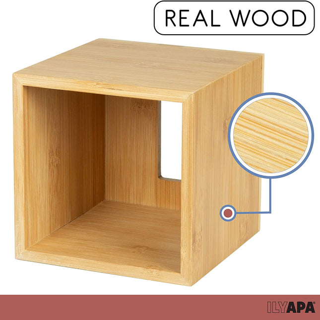 Ilyapa Bamboo Tissue Box Cover Square - Rustic Farmhouse Tissue Holder