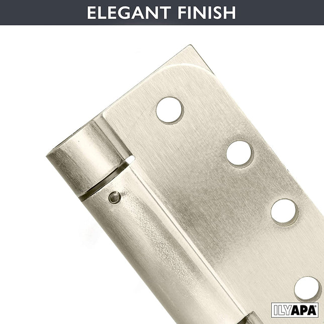 2 Pack of Self Closing Door Hinges Satin Nickel - 4 x 4 Inch Interior Hinges for Doors with Square Corners 5/8" Radius