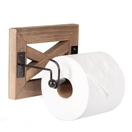 Ilyapa Farmhouse Toilet Paper Holder for Bathroom - Rustic Wood Wall Mount Toilet Roll Holder