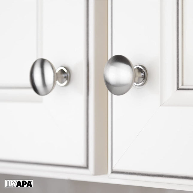 Ilyapa Satin Nickel Kitchen Cabinet Knobs- 5Pack of Kitchen Round Drawer Handles