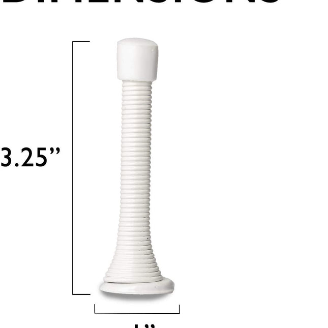 10 Pack of Spring Door Stops White - 3 1/4 Inch Heavy Duty Door Stop - Traditional Spring Door Stop with Rubber Bumper