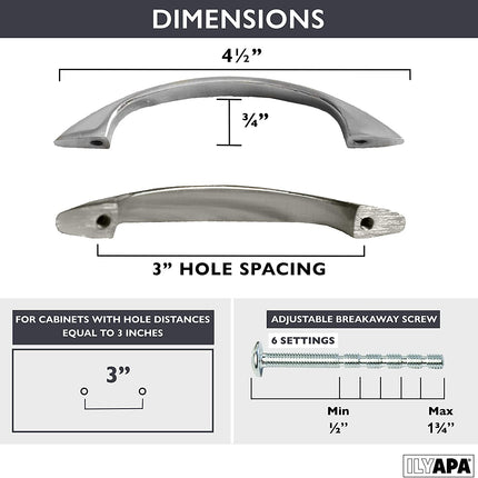 Satin Nickel Kitchen Cabinet Handles - 3 Inch Pulls - 25 Pack of Kitchen Cabinet Hardware