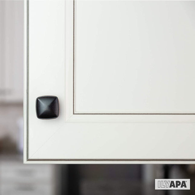 Oil Rubbed Bronze Square Kitchen Cabinet Knobs - 10 Pack of Drawer Handles Hardware