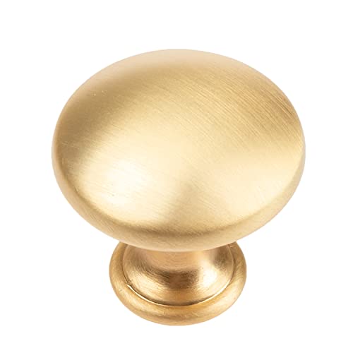 Ilyapa Brushed Gold Kitchen Cabinet Knobs - Round Drawer Handles - 10 Pack of Kitchen Cabinet Hardware