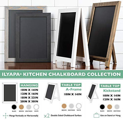 Ilyapa Rustic Wooden Magnetic Kitchen Chalkboard Sign - 12x16 Inch White Framed Hanging Chalk Board for Farmhouse Decor, Wedding, Restaurant & Home