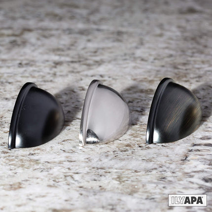 Black Kitchen Cabinet Pulls - 3 Inch Hole Center Bin Cup Drawer Handles - 10 Pack of Kitchen Cabinet Hardware