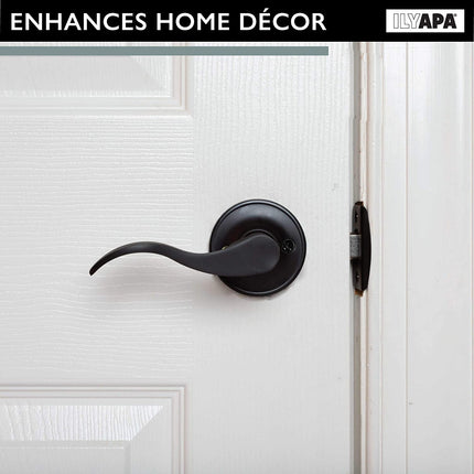 Interior Passage Lever - Keyless Hall and Closet Locksets, Reversible - Hall and Closet - Improved Matte Black Finish - (6 Pack)