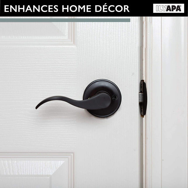 Interior Passage Lever - Keyless Hall and Closet Locksets, Reversible - Hall and Closet - Improved Matte Black Finish - (6 Pack)