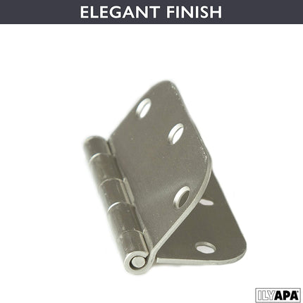Ilyapa 18 Pack Brushed Nickel Door Hinges for Doors, 3.5 x 3.5 Inch Interior Satin Nickel Door Hinges Door Hardware, for Doors 3 1/2 Inches, with 5/8 Inch Radius Corners