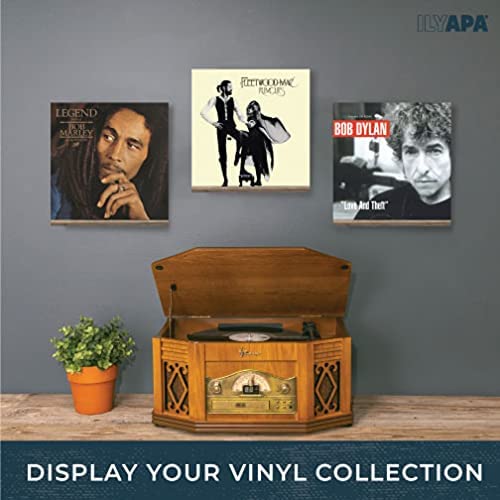 Ilyapa Vinyl Records Holder Shelf, 6 Pack - Barnwood Wood Wall Mount R -  ilyapa