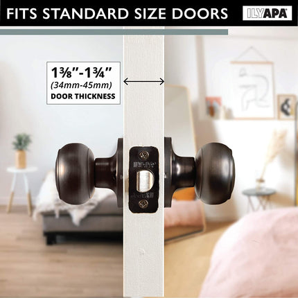 Interior Passage Door Knob - Keyless Hall and Closet Lockset - Oil Rubbed Bronze Finish