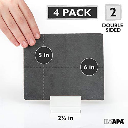 Mini Chalkboard Signs for Tables, 4 Pack - Rustic 5x6 Inch Small Slate Tabletop Chalk Boards with White Wood Stands Set