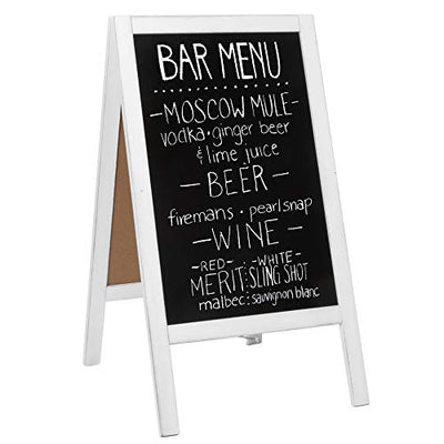 Wooden A-Frame Sign with Eraser & Chalk - 40 x 20 Inches Magnetic Sidewalk Chalkboard - Sturdy Freestanding White Sandwich Board Menu Display for Restaurant, Business Or Wedding