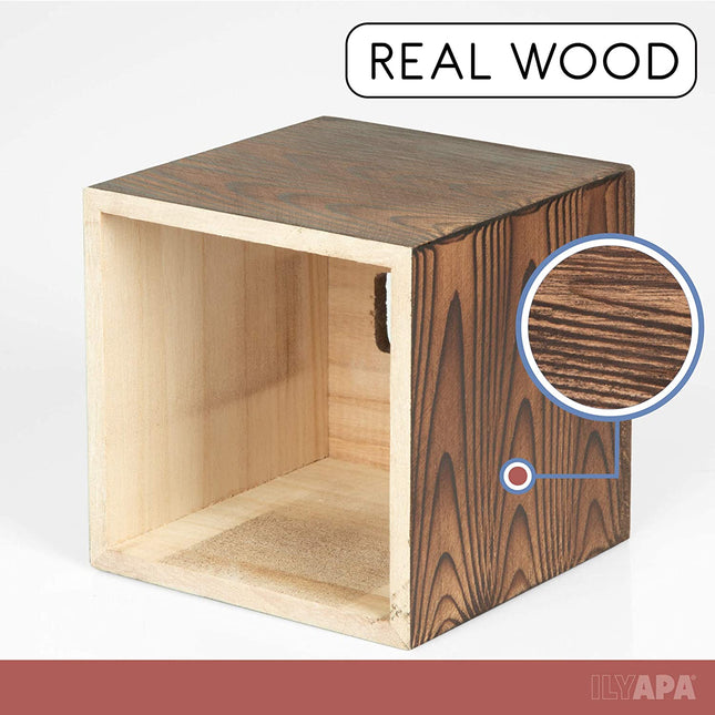 Ilyapa Wood Tissue Box Cover, 2 Pack Square - Rustic Farmhouse Wooden Tissue Holders