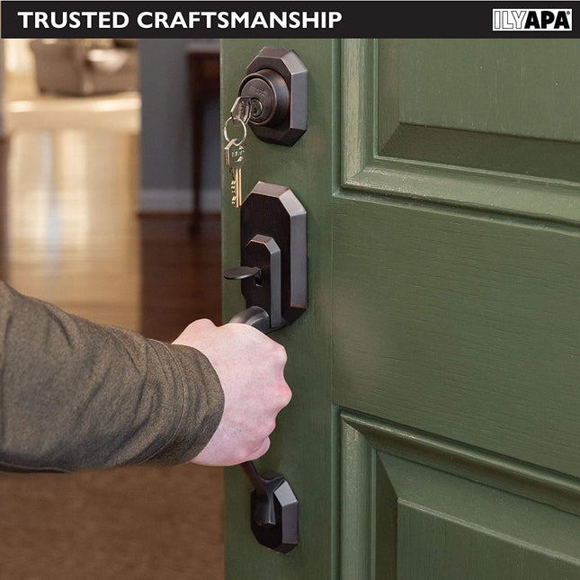 Ilyapa Front Entry Door Handle Set with Deadbolt - Heritage, Oil Rubbed Bronze