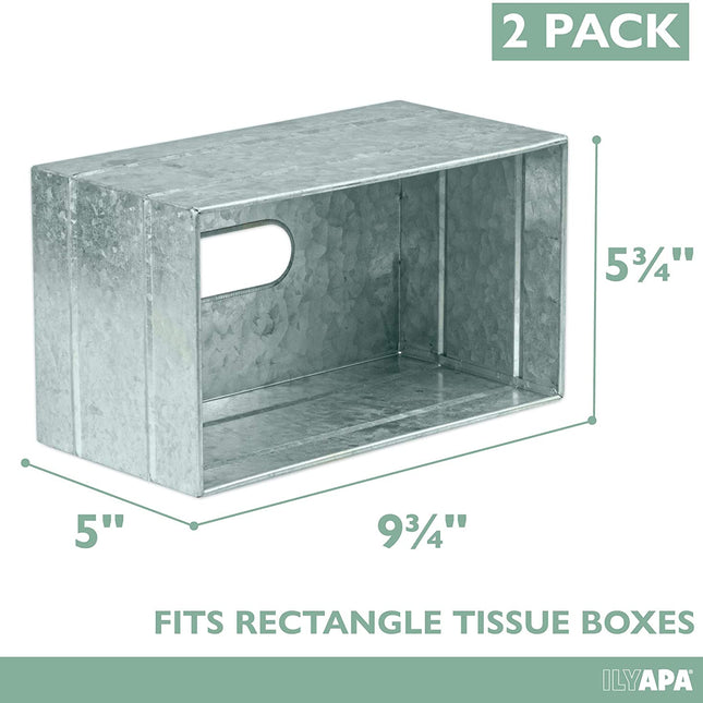 Ilyapa Tissue Box Cover Rectangular - Rustic Galvanized Metal Tissue Box Holder