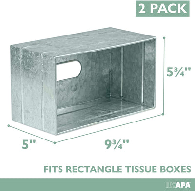 Ilyapa Tissue Box Cover Rectangular - Rustic Galvanized Metal Tissue Box Holder