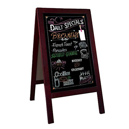 Wooden A-Frame Sign with Eraser & Chalk - 40 x 20 Inches Magnetic Sidewalk Chalkboard - Sturdy Freestanding Stained Wood Sandwich Board Menu Display for Restaurant, Business or Wedding
