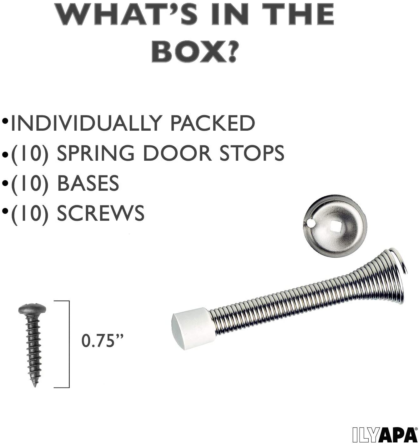 16 Pack Spring Door Stops 3 1/4 Flexible Heavy Duty Spring Door Stopper  with RustProof Screw Rubber Bumper Tips (Satin Nickel)