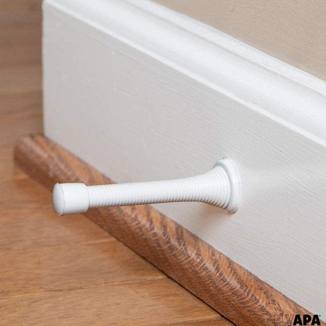 10 Pack of Spring Door Stops White - 3 1/4 Inch Heavy Duty Door Stop - Traditional Spring Door Stop with Rubber Bumper
