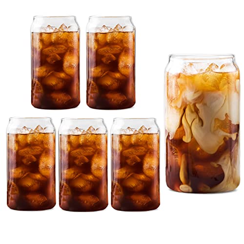 Ilyapa Can Shaped Pint Glass - 16 oz Classic Can Style Tumbler Drinking Glasses - Set of 6