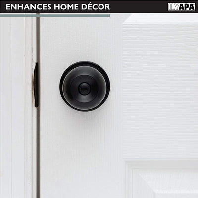 Privacy Door Knobs for Bed and Bath - Ball, Matte Black Interior Keyless 10 Pack
