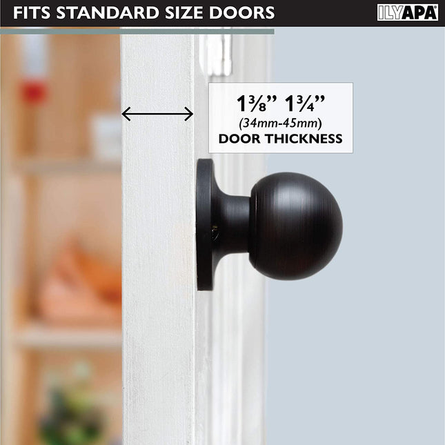 Ilyapa Half Dummy Door Knob - Ball, Matte Black 6 Pack