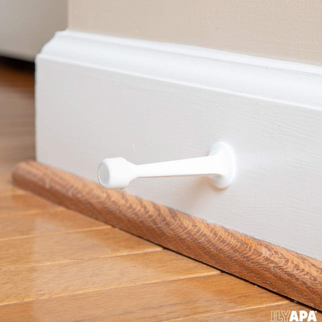 Ilyapa 5 Pack of Door Stops Satin Nickel - 3 1/4 Inch Door Stop - Rubber Bumper