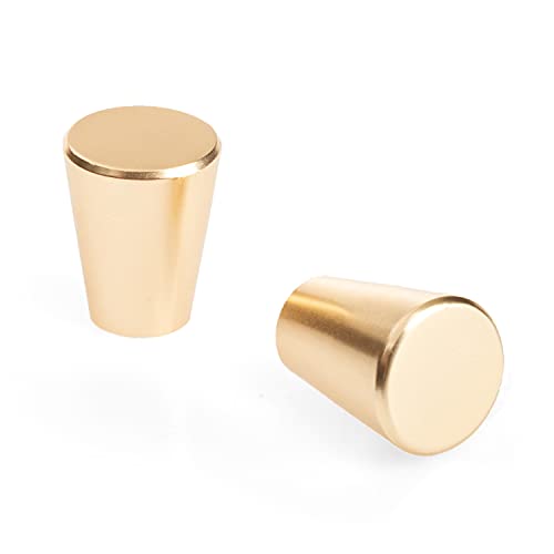 Ilyapa Brushed Gold Kitchen Cabinet Knobs - Circular Cone Drawer Handles - 25 Pack of Kitchen Cabinet Hardware