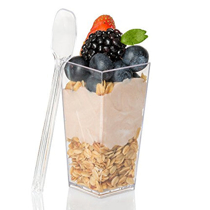 40 Pack 3 oz Mini Plastic Dessert Cups with Spoons