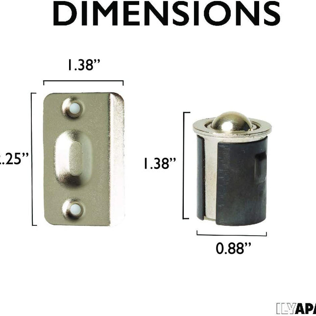 Ball Catch Door Hardware for Closet, Satin Nickel 2 Pack