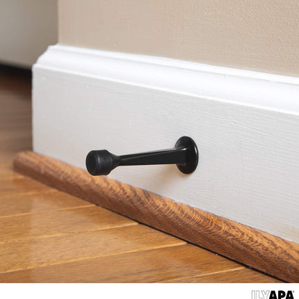 10 Pack of Door Stops Black - 3 1/4 Inch Heavy Duty Door Stop with Rubber Bumper