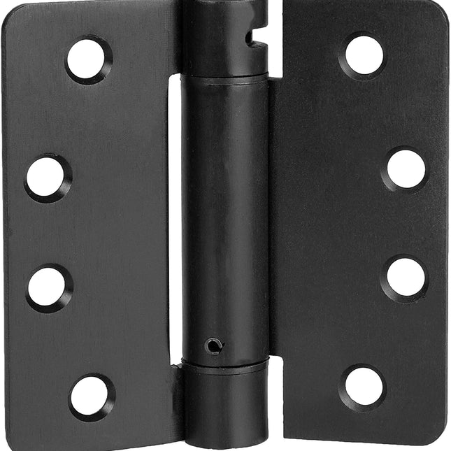 2 Pack of Self Closing Door Hinges Black - 4 x 4 Inch Interior Hinges for Doors with 1/4" Radius