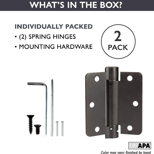 2 Pack of Self Closing Door Hinges Oil Rubbed Bronze - 3 ¬¨Œ© x 3 ¬¨Œ© Inch Interior Hinges for Doors with 1/4" Radius