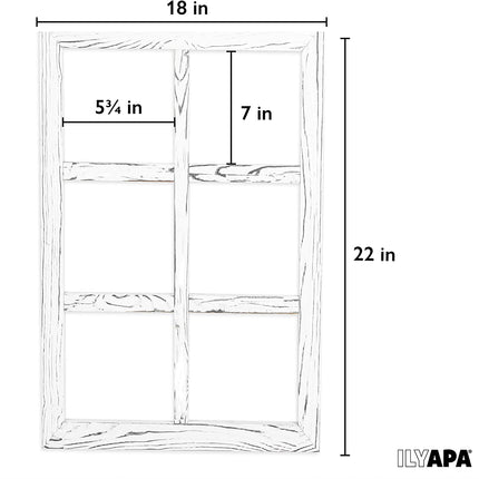 Ilyapa Window Frame Wall Decor 2 Pack - 18x22" Rustic White Wood