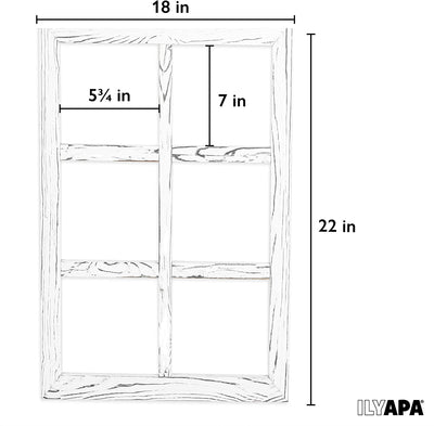 Ilyapa Window Frame Wall Decor 2 Pack - 18x22" Rustic White Wood