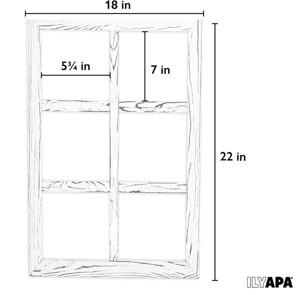 Ilyapa Window Frame Wall Decor 2 Pack 18x22" Rustic White Wood ilyapa