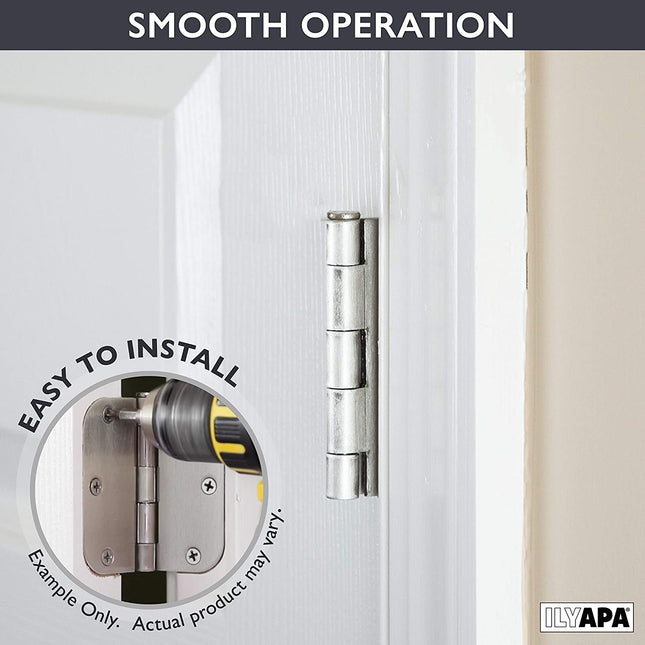 18 Pack of Door Hinges Chrome - 3 ½ x 3 ½ Inch Square Interior Hinges for Doors