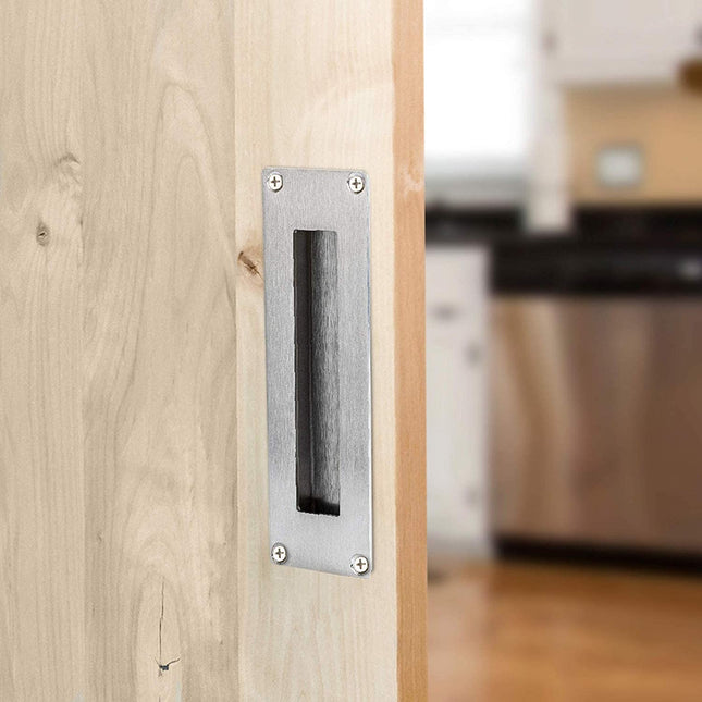 Flush Pull Handle 2 Pack, Stainless Steel - Barn Door Handles for Sliding Closet, Cabinet or Pocket Doors