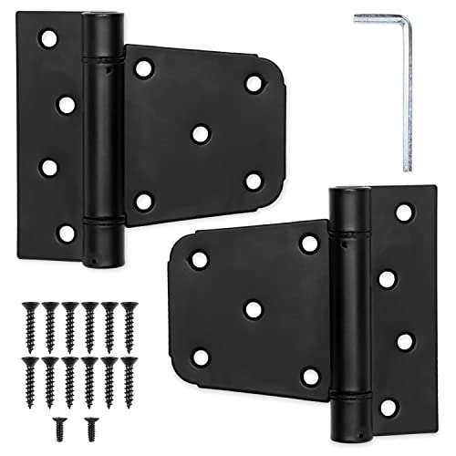 Heavy Duty Shed Door Hinges, 2 Pack - Black Square for Gate, Barn or Storage Shed