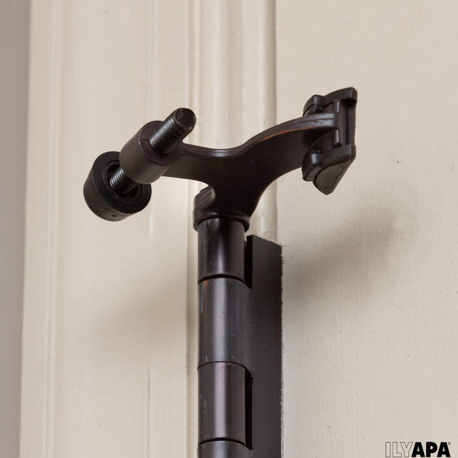 6 Pack Hinge Pin Oil Rubbed Bronze Door Stops -Heavy Duty Adjustable Door Stopper 2-1/2" x 1-3/4",with Black Rubber Bumper Tips