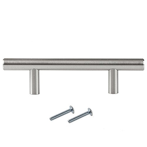 Satin Nickel Kitchen Cabinet Pulls - 3 Inch Hole Center Bar - 5 Pack of Kitchen Cabinet Hardware