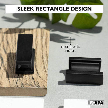 Ilyapa Flat Black Kitchen Cabinet Knobs - Rectangle Drawer Handles - 25 Pack of Kitchen Cabinet Hardware